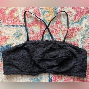 Aerie Black Lace Crisscross Bralette Medium